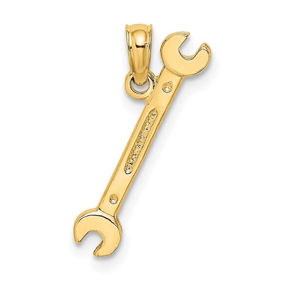 14k Yellow Gold 3-D Double Open-Ended Wrench Charm